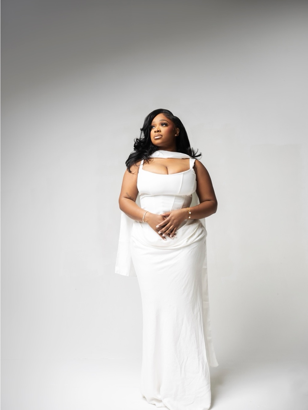 Chic White Bridal Gown with Cutout Bodice